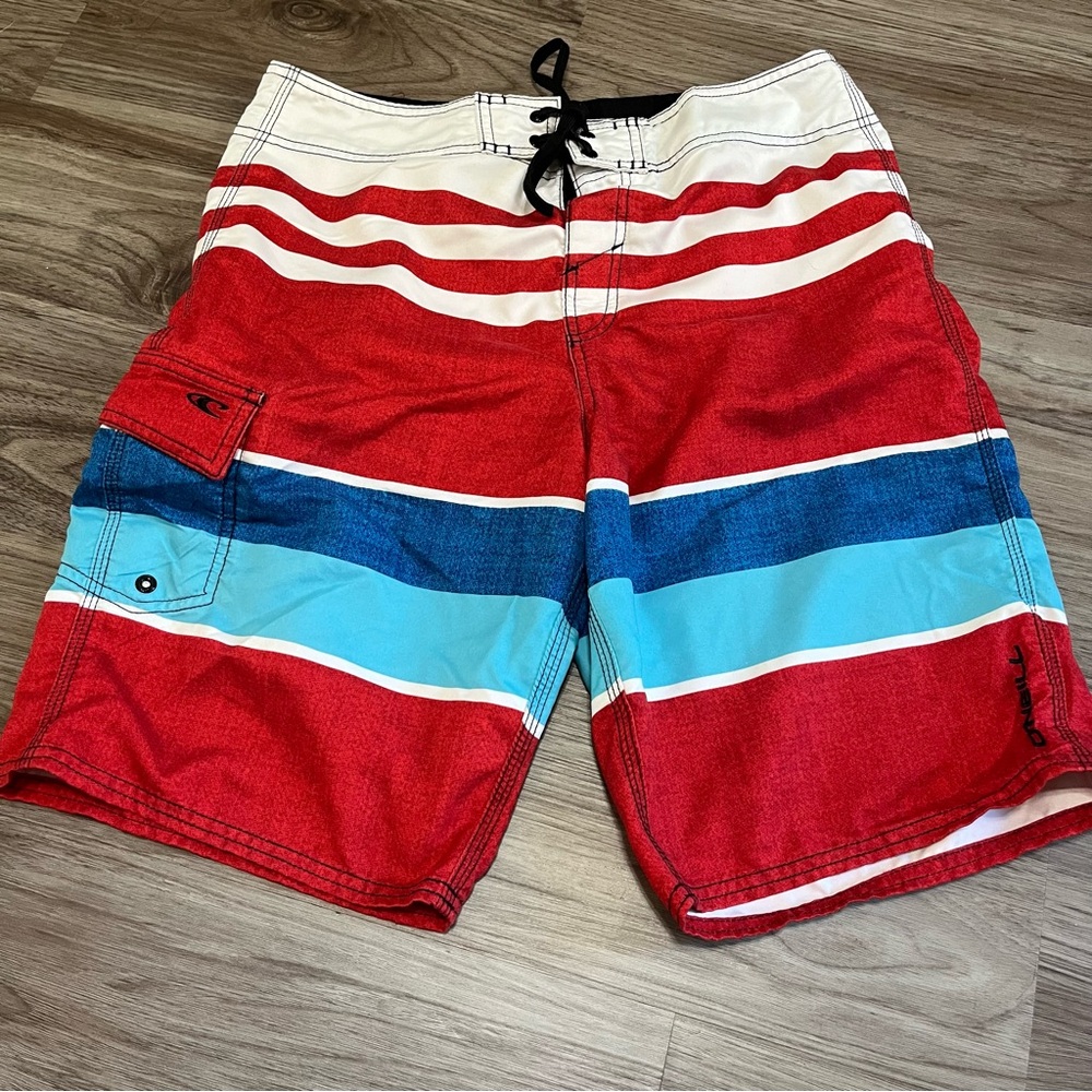 O’Neill Red, White, Blue Swim Trunks; 32 Men’s
